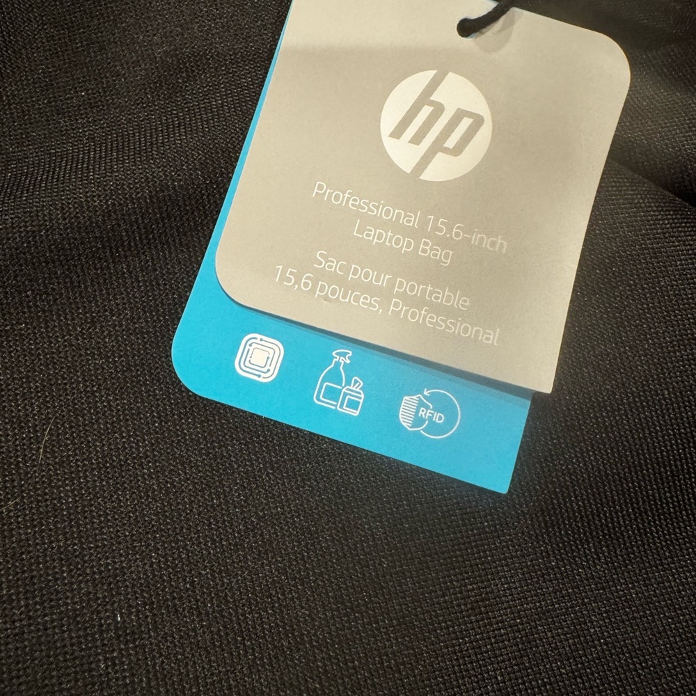 HP Black Laptop Bag with Blue Tag